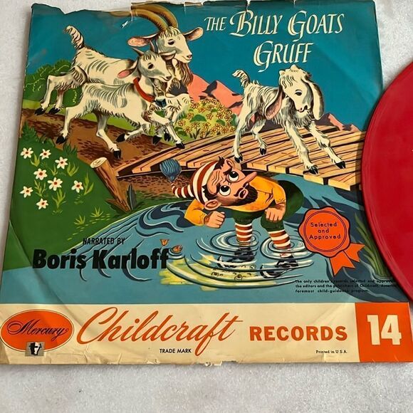 Mercury Records Vintage RARE Red 78 Vinyl Billy Goat Gruff Boris Karloff - Picture 2 of 10